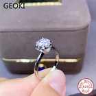 Geoki прошел Diamond тесты 1 компьютерная томография D Цвет VVS1 Муассанит 4 зубец кольцо в форме коровы 925 стерлингового серебра обручальные кольца для женщин, роскошные ювелирные изделия