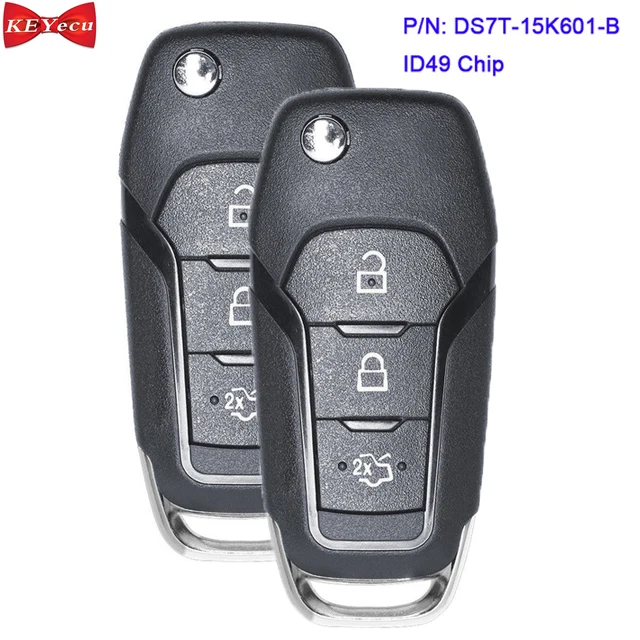 KEYECU 2 шт. для дистанционного ключа Ford Galaxy KA + Mondeo S Max 434MHz ID49 Chip P/N: DS7T 15K601 B|Ключ от