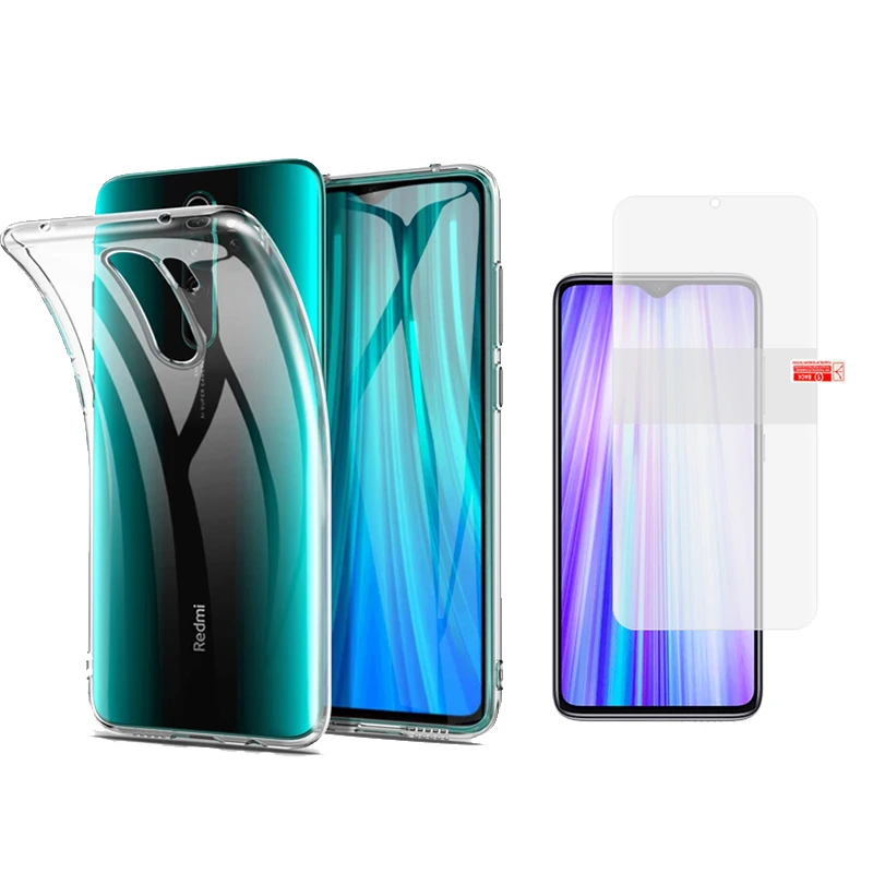 1 прозрачный чехол и Гидрогелевая пленка Защита экрана для Xiaomi Redmi Note 8 Pro