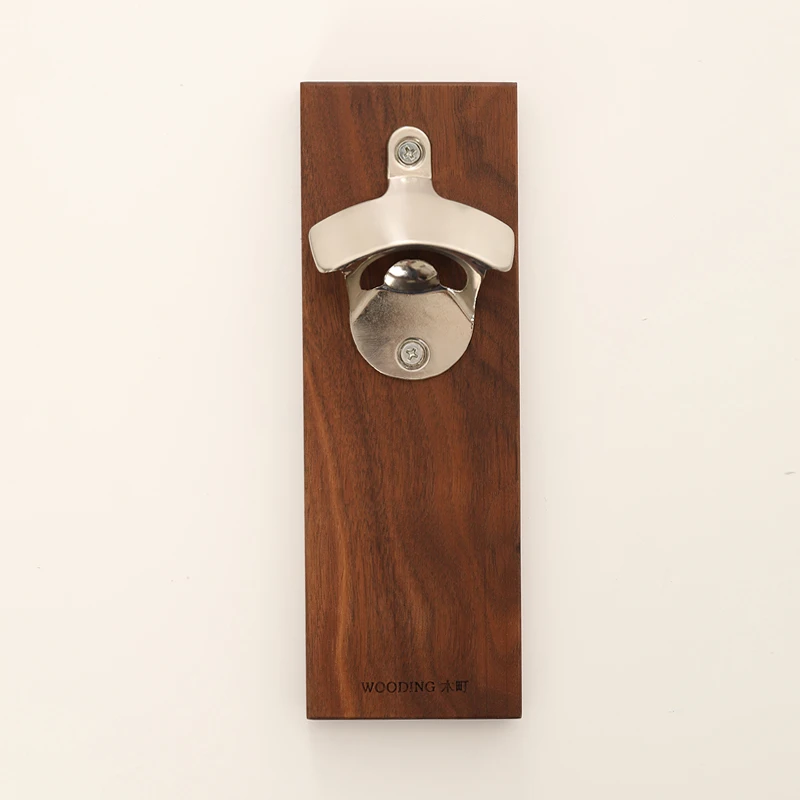 

Customized Refrigerator Magnet Beer Opener Black Walnut Non-marking Magnet Non Contact Door Opener Kitchen Accessory Gadgets