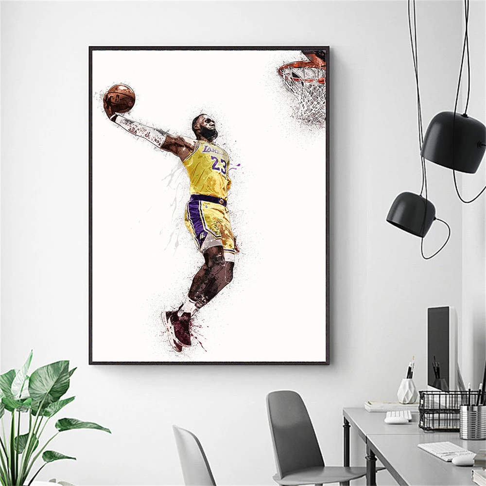 Спортивное искусство Lebron Джеймс плакаты и принты настенное Искусство Холст