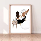 Картина на холсте Me Time Girl Take Shower, модный скандинавский постер в Африканском и американском стиле, настенные художественные картины для декора комнаты