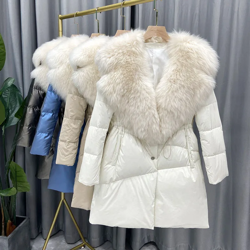 Женский Повседневный пуховик средней длины приталенный однотонный из