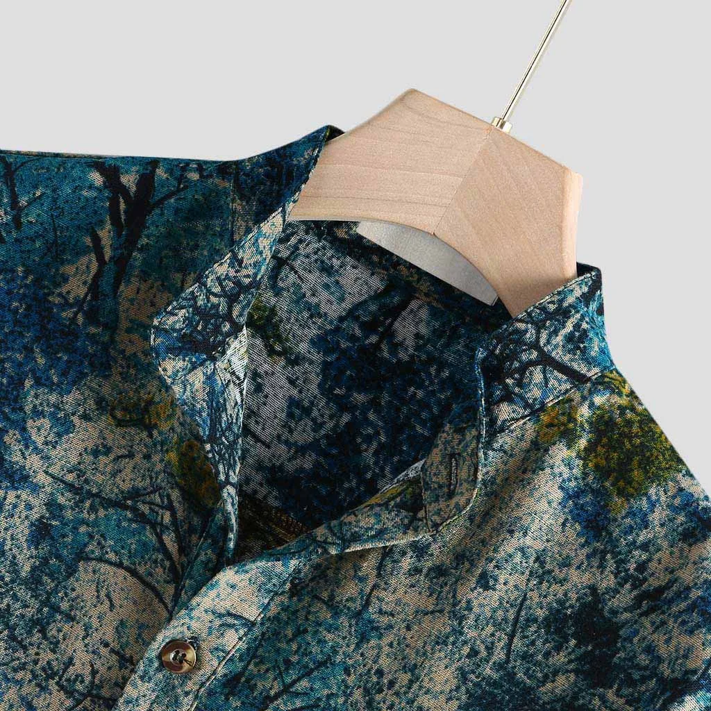 Мужская винтажная рубашка с принтом Feitong Повседневная Мягкая приталенная