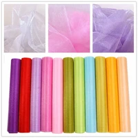 48cm 5m 10m sheer crystal organza tulle roll fabric for wedding decoration mariage diy arches chair sashes party favor supplies