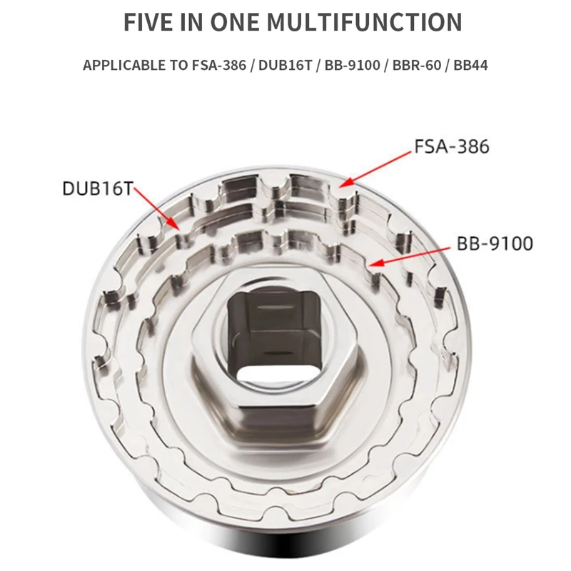

SEWS-2Pcs 5 in 1 Bike Bottom Bracket Removal Tool BB Bike Bottom Bracket Cup for R60 BB-9100 DUB16T FSA386