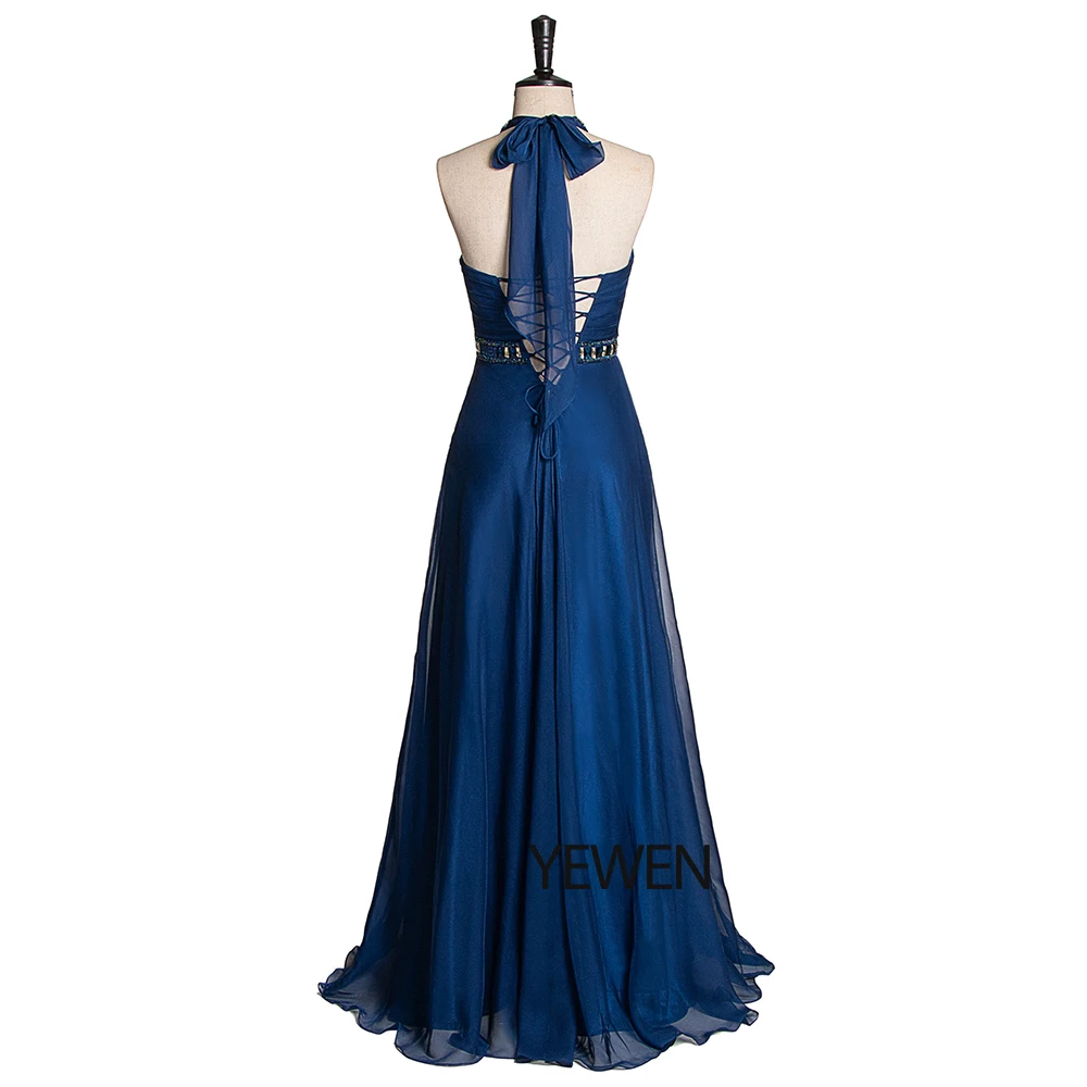 ТРАПЕЦИЕВИДНОЕ длинное вечернее платье без рукавов 2019 синее элегантное для