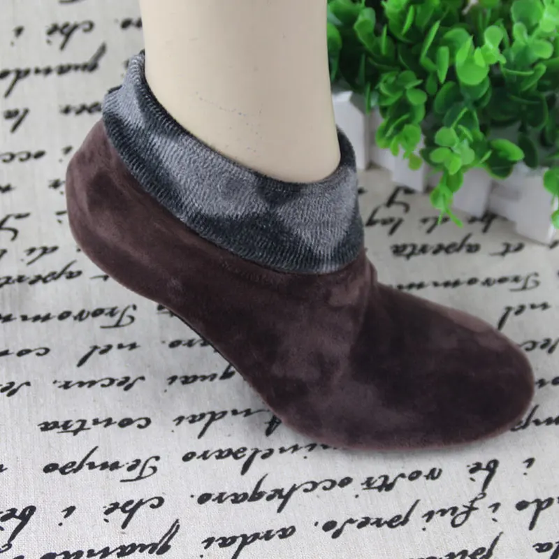 Мужские толстые зимние теплые мягкие носки-башмачки Нескользящие эластичные