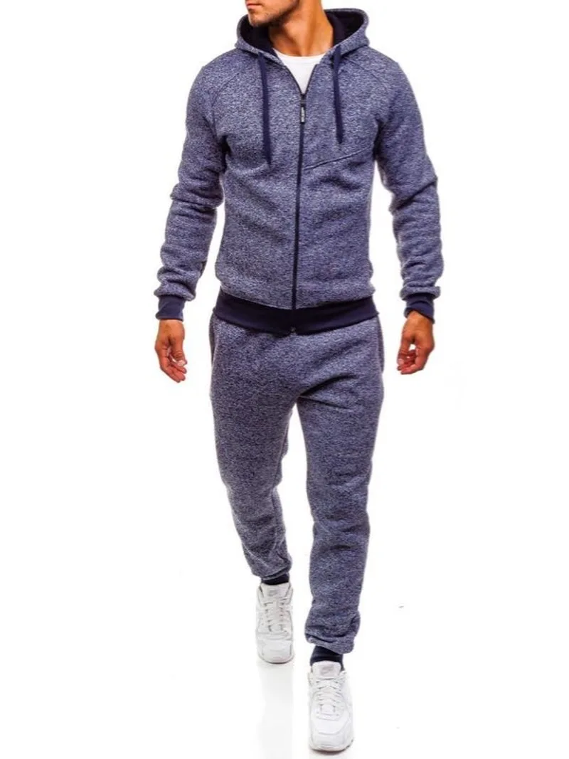 ZOGAA Plus Size Mens Sports Suit Casual Solid Streetwear Men Tracksuit 2 Piece Set Pants and Tops Gym Jogger Track for | Мужская одежда