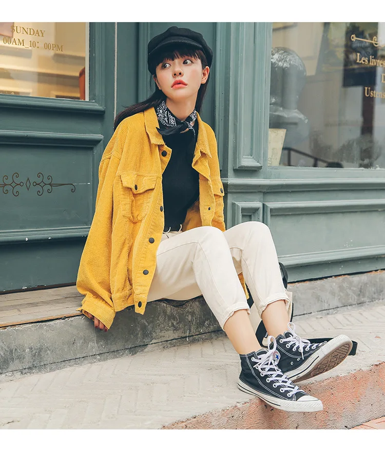 Vangull New 2019 Women Bomber Jacket with Pockets Cotton Corduroy Basic Coats Stylish Slim Fit Fashion Outerwear | Женская одежда