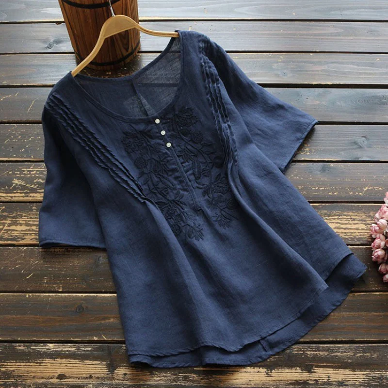 2020 летняя повседневная женская блузка с коротким рукавом и вышивкой зеленый