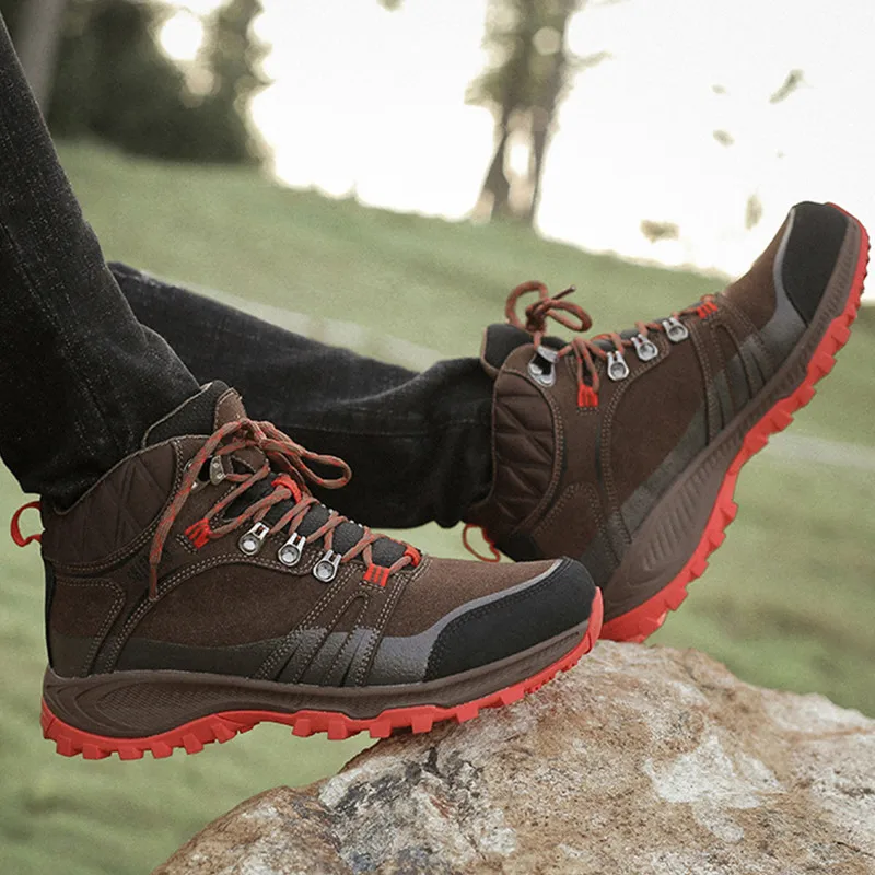 Women's Waterproof Suede Hiking Shoes Big Size Men Breathable Climbing Fleece Warm Winter Sneakers Sport Mountain | Спорт и