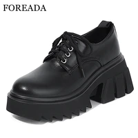 foreada women jk uniform shoes high heel patent leather platform thick heels pumps casual round toe footwear female autumn 35 43