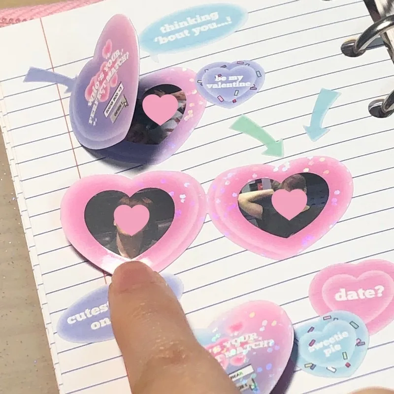 

Korean Ins Love Photo Frame Laser Sticker Idol Card DIY Album Border Decorative Stickers Kawaii Stationery Aesthetics