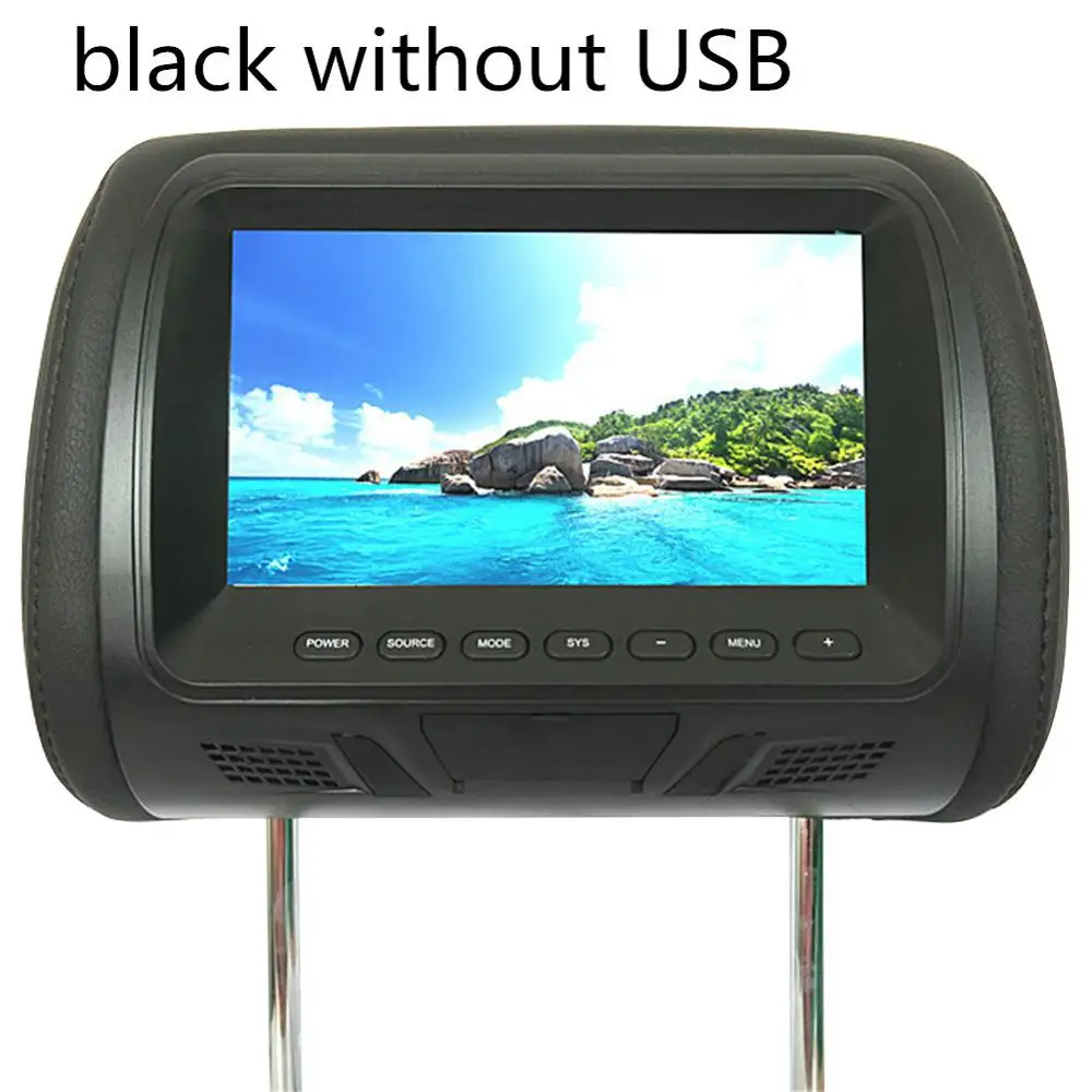 Black without USB Автомобильный Монитор Универсальный 7 дюймов TFT светодиодный экран Автомобильный MP5 плеер подголовник монитор Поддержка AV/USB/SD вход/FM/динамик/Автомобильная камера экран - Цвет: Black without USB