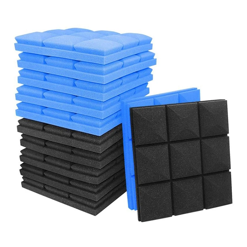 

12 Pcs Acoustic Foam Panels,Wedges Sound Proof Foam Panels,Fireproof Studio Foam,9 Block Mushroom Design,30X30X5cm