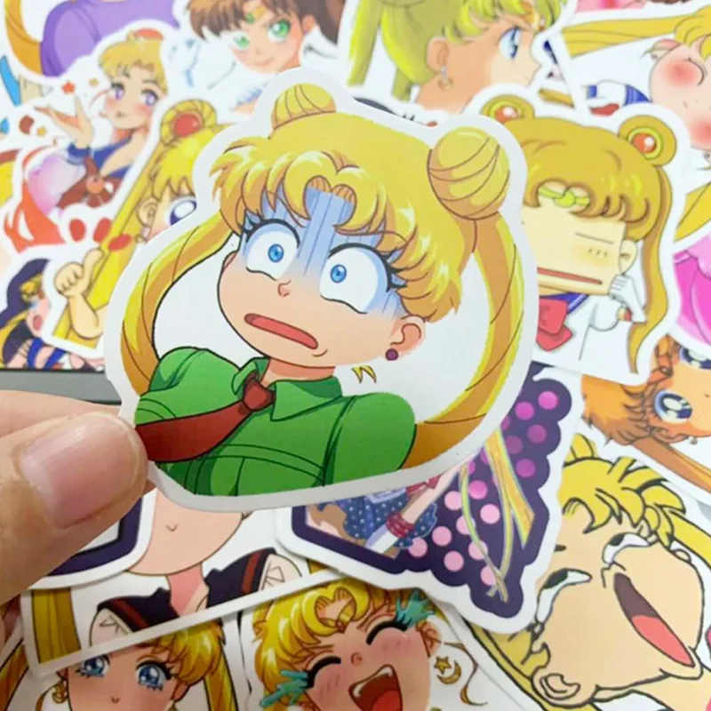 50 шт./упак. Kawaii Сейлор Мун мультфильм стикеры на клейкой основе для художественного оформления ногтей, ручная работа дневник канцелярские наклейки Детский подарок