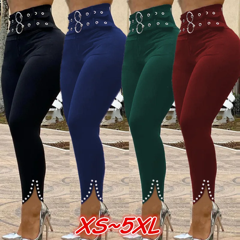 

Women High Waist Skinny Stretchy Pencil Pants with Belt Ladies Sexy Slim Fit Leggings Female Hip Lift Long Trousers cargo pants