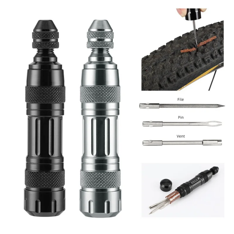 

2020 Bicycle Tools 5pcs Tire Repair Rubber Strip And Bicycle Tire Repair Drill For MTB Road Bike Tubeless Repair Tool Simple Set
