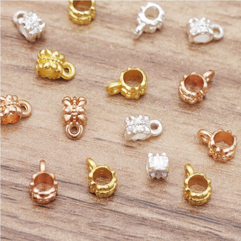 

50pcs/lot 6.5x10.2mm(4mm hole) Pendants Clasp Necklace Connector Bail Beads For DIY Necklace Making Supplies Jewelry Finding