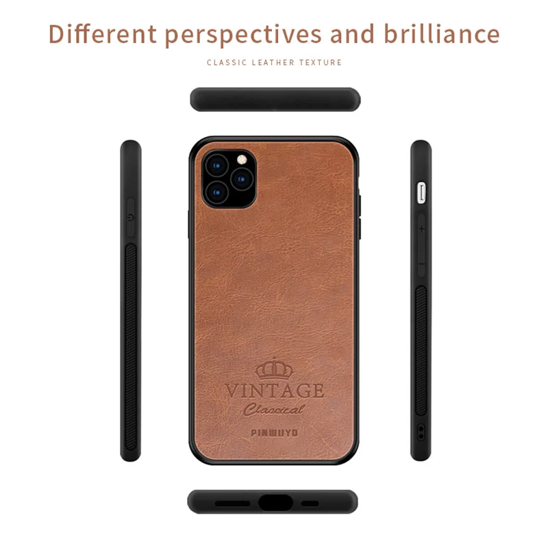 Для iPhone 11 Pro Max 6,5 ''PINWUYO чехол для iPhone 11 6,1'' ретро кожаный мягкий край Жесткий Чехол для iPhone 11 Pro 5,8''