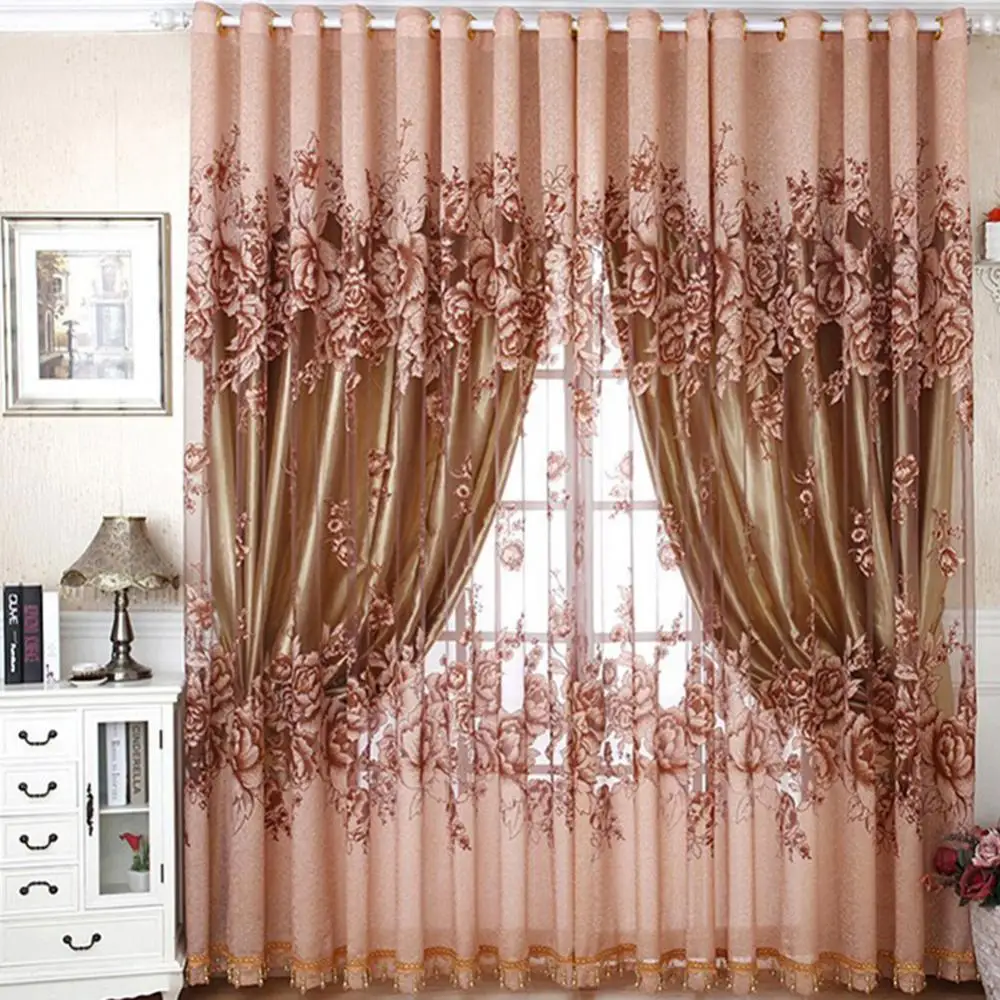 

50% Dropshipping!!1Pc Flower Jacquard Tulle Window Curtain Drape Bedroom Balcony Living Room Decor