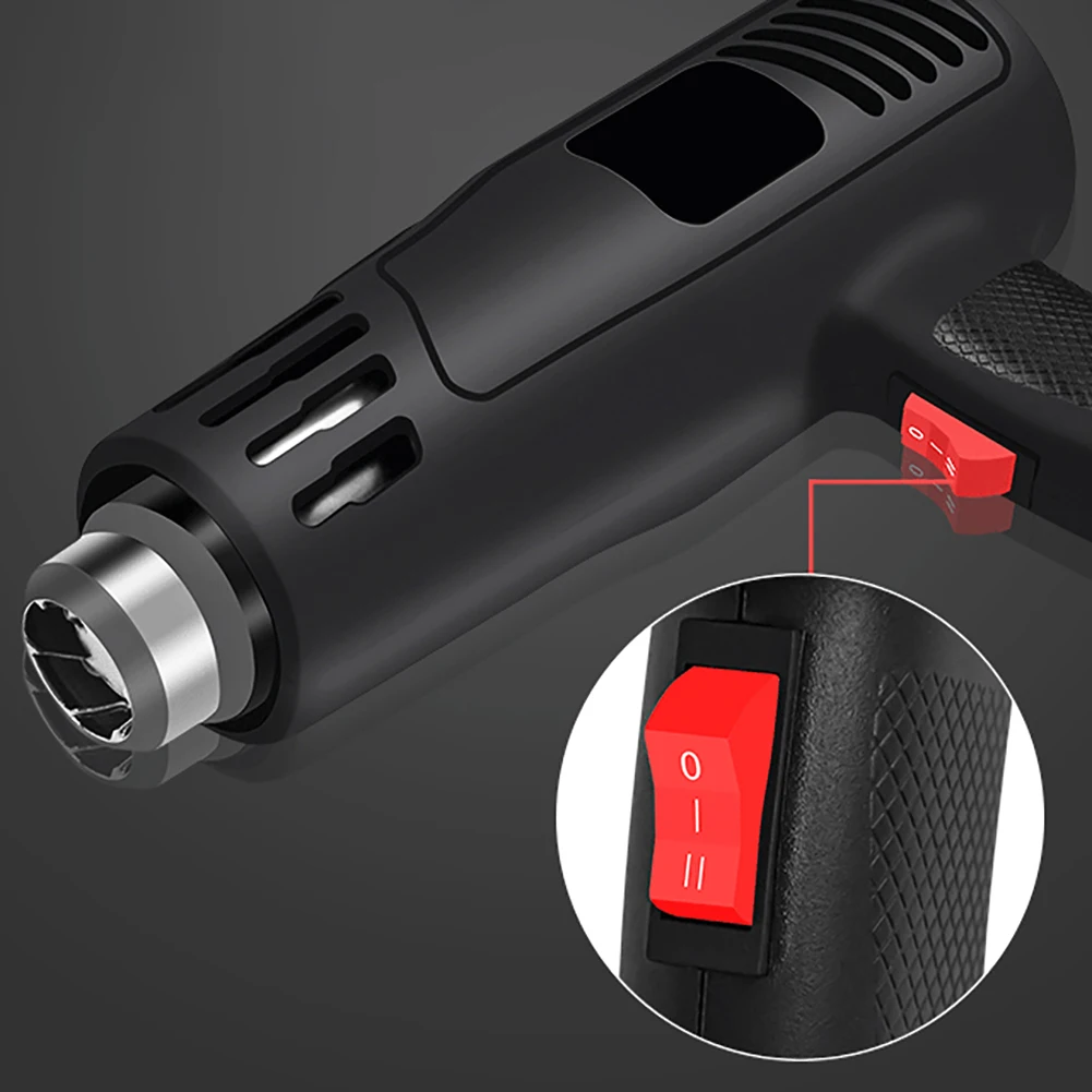 

2000W Digital Hot Air Gun 60-600 Work Temperature Adjustable Nozzle Auto Film Bake Dry Remove Paint Thaw Food