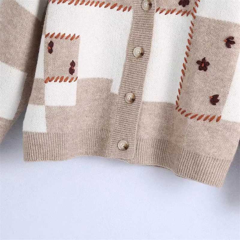 Женский кардиган с длинным рукавом элегантный трикотажный верблюжьего цвета