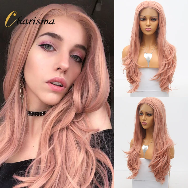 

Charisma Body Wave Lace Front Wig Pink Wigs for Black Women Synthetic Lace Front Wigs Natural Hairline Lace Wigs Cosplay