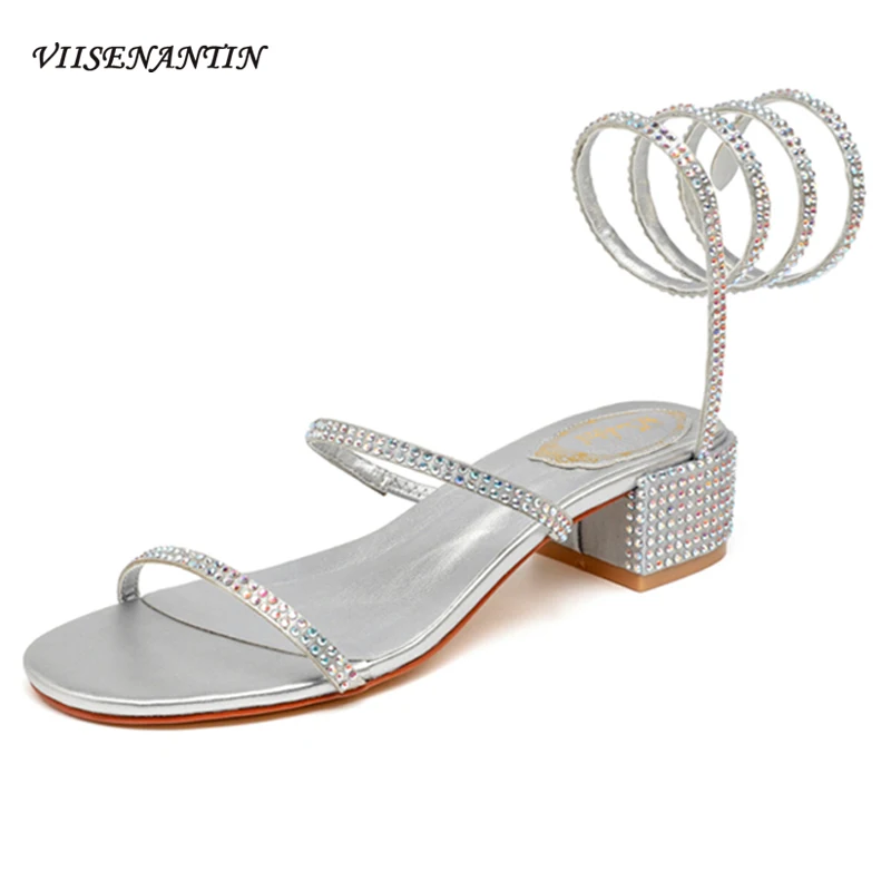 

Сандалии на толстом каблуке, босоножки с ремешком в форме змеи, Т-образная обувь с открытым носком, римские туфли, лето