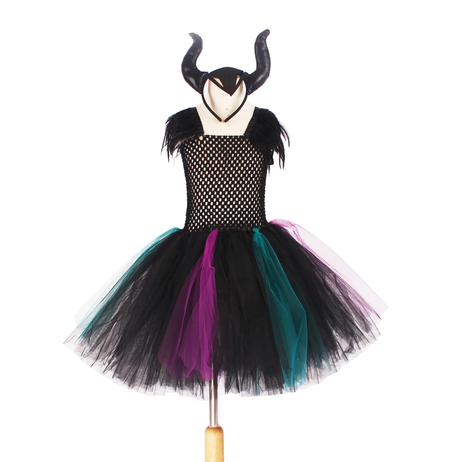 Girls Tutu Dress dancing party Maleficent Evil Queen Kids Christmas Halloween For Costume girl clothes | Детская одежда и обувь