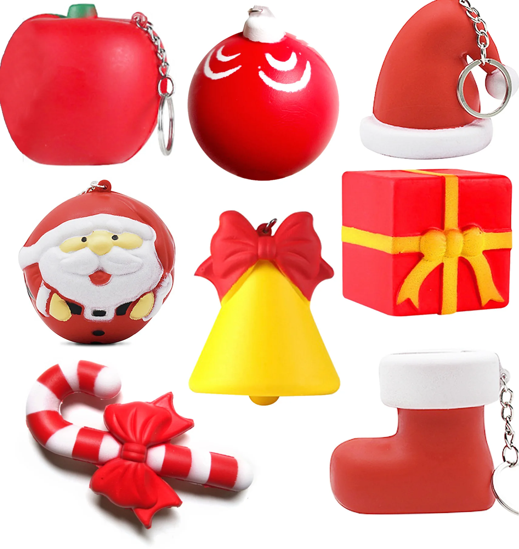 Christmas Series Slow Rebound Squishy Christmas Decoration Key Chain Pu Vent Decompression Toys Holiday Crafts