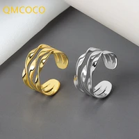 qmcoco silver color rings for women interweave finger open adjustable ring trendy vintage fashion jelwery accessories