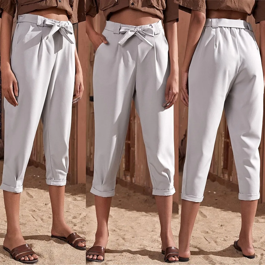 Женские узкие брюки в английском стиле серые однотонные укороченные женские