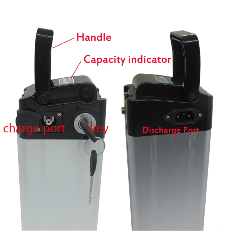 

24V 13AH Silver fish batterie 350W 24 V lithium ion E bike battery 15A BMS top discharge with 29.4V 2A Charger Free customs fee