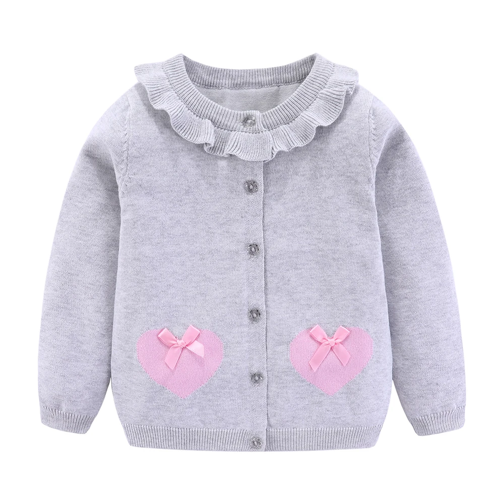 Mudkingdom/вязаный свитер с сердечками для девочек Хлопковая куртка-кардиган