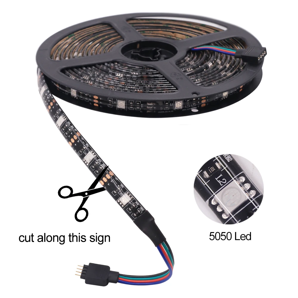 5V USB LED Strip Light RGB 5050 Battery Power Kit Waterproof Tape String Lighting For PC LCD TV Backlight Home Decoration | Освещение