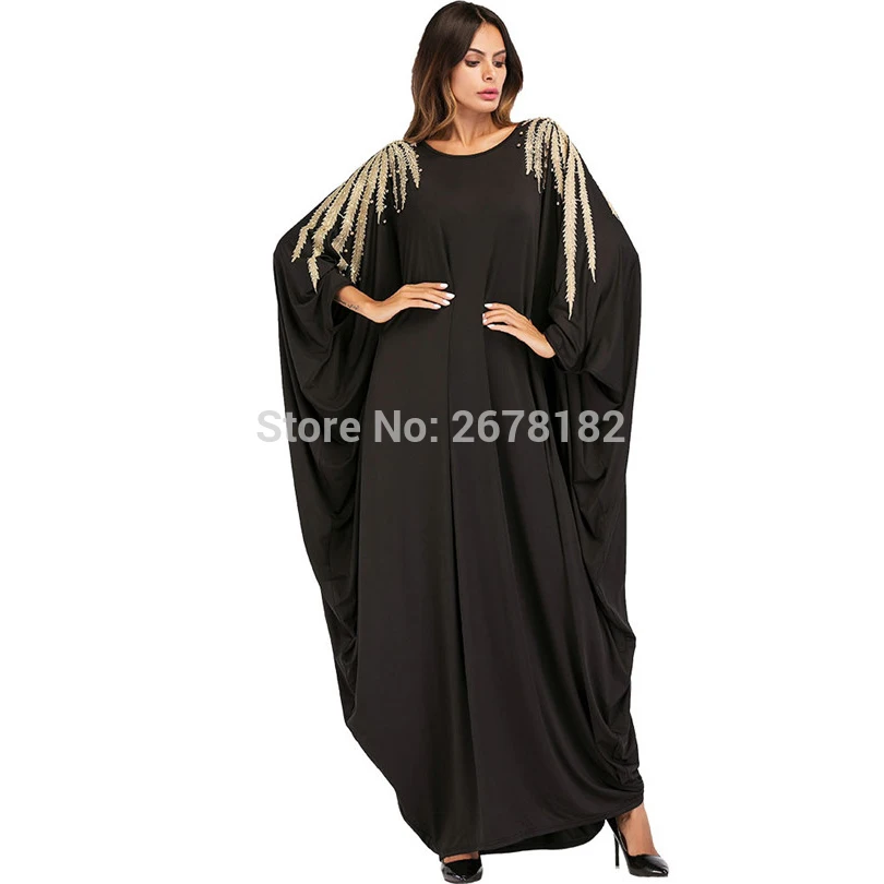 Золотые бусы с вышивкой на плече рукав &quotлетучая мышь&quot мусульманская одежда