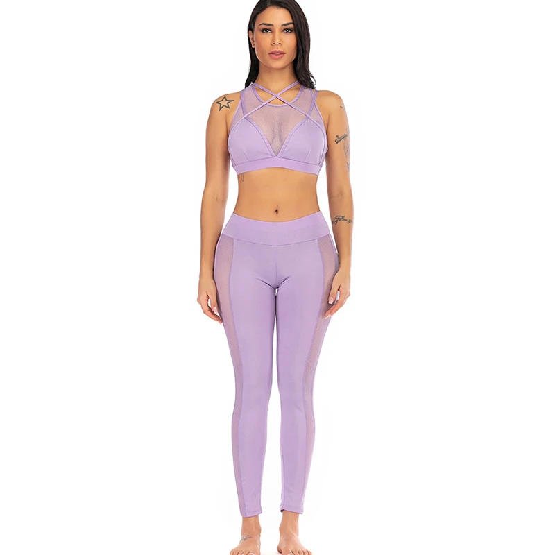 Сексуальный сетчатый комплект для тренировок одежда фитнеса спортивная женщин