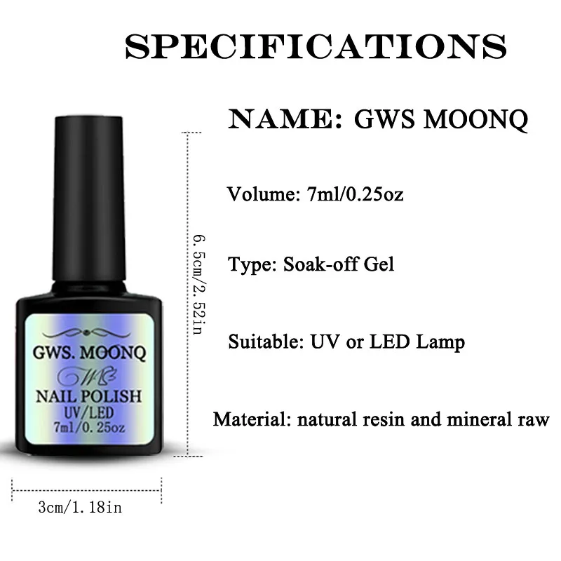 GWS MOONQ 7 мл Матовый верхний слой Цвет УФ-гель для ногтей серая серия Полупостоянный