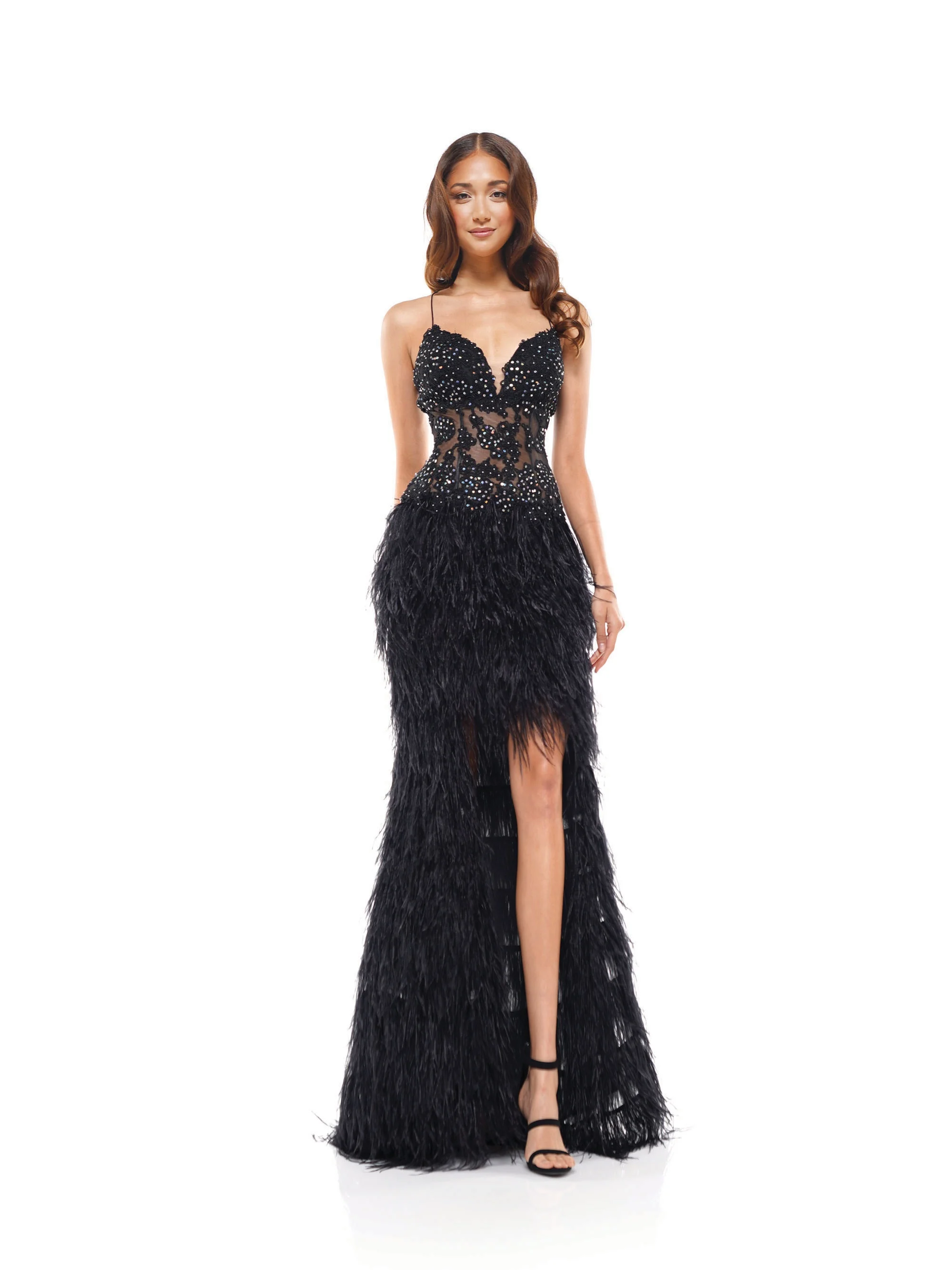 

Glitter Feather Evening Dresses 2020 Sexy Hi Low Prom Dress Women Formal Party Gowns for Wedding Short Front Long Back