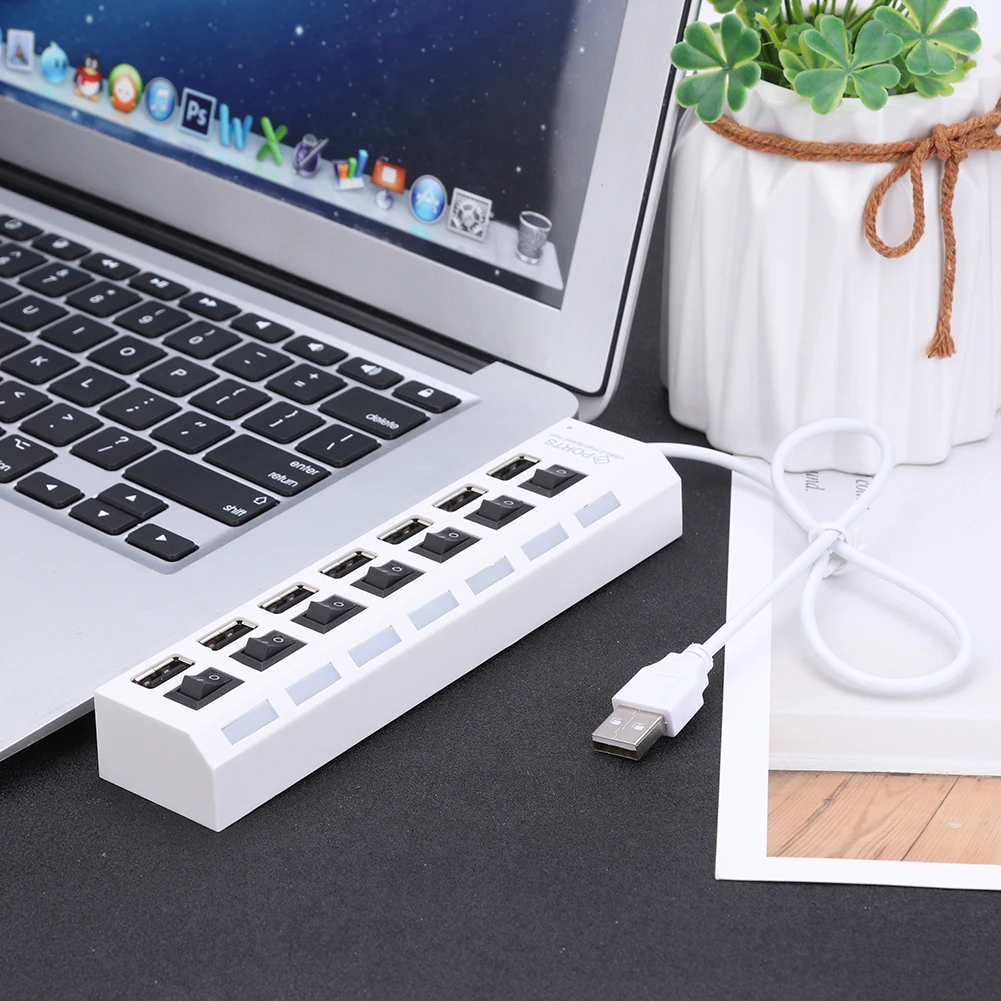 

USB Hub 7 Port USB 2.0 Hub Splitter With ON/OFF Switch Multi USB Hab High Speed 5Gbps For PC Computer Accessories