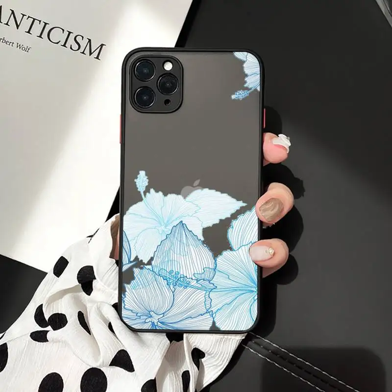 

Watercolor flowers gold leaves Phone Cases Matte Transparent for iPhone 7 8 11 12 s mini pro X XS XR MAX Plus cover funda