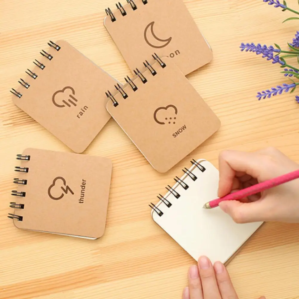 1Pc Mini Portable Snow Thunder Moon Rain Coil Book Pocket Notebook Notepad Kids Student Writing Supply Weather Forecast Series | Канцтовары