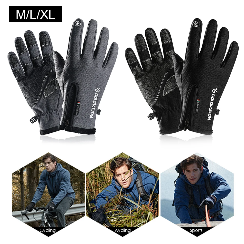 

Waterproof Cold-proof Ski Heated Gloves Cycling Fluff Warm Gloves For Touchscreen Cold Weather Windproof Anti Slip Gloves