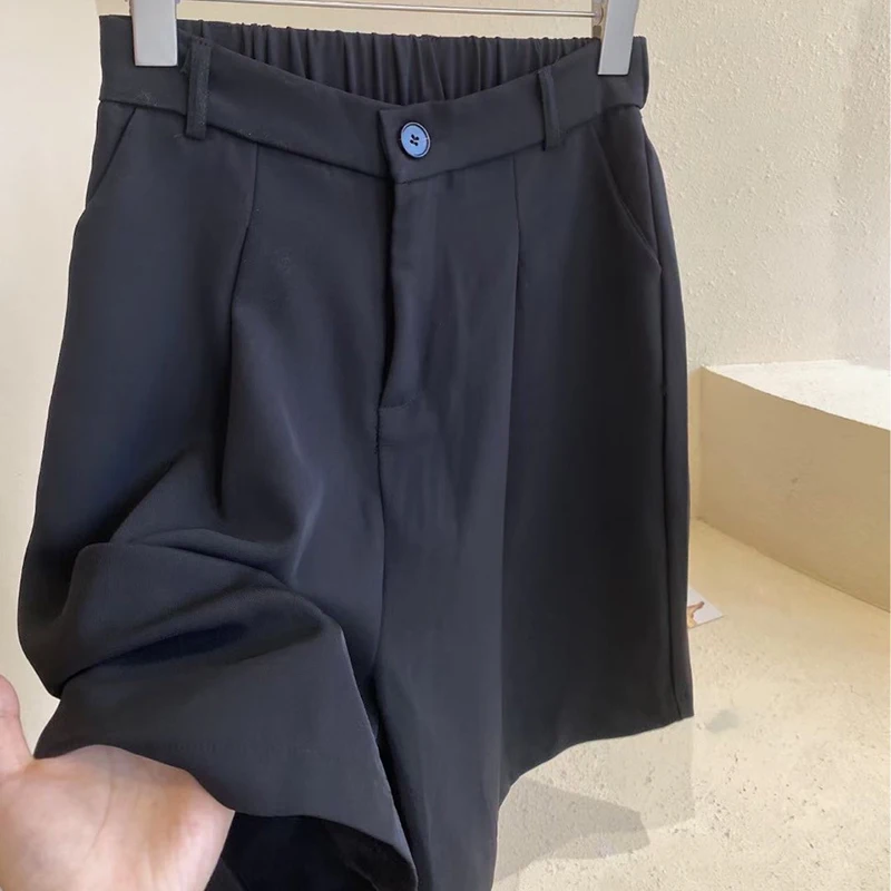 

Lucyever женские летние костюмы Шорты 2021 новые свободные повседневные широкие брюки с пятью точками Женские Черные Серые Модные женские шорты