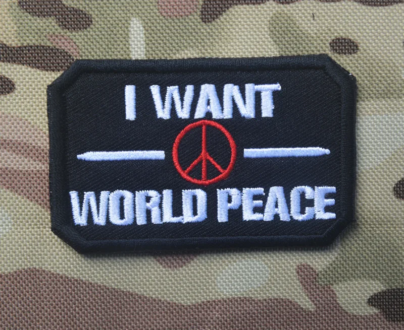 Военные тактические Заплатки с крючком и надписью I WANT WORLD PEACE|Заплатки| |