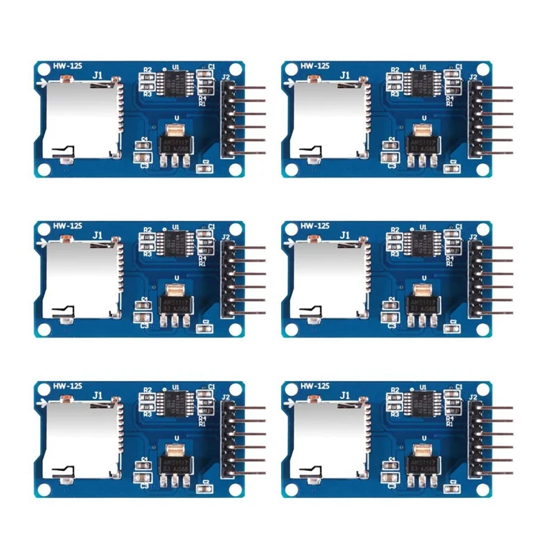 6 шт. модуль Micro SD карты интерфейс SPI Мини TF кардридер с преобразователем уровня