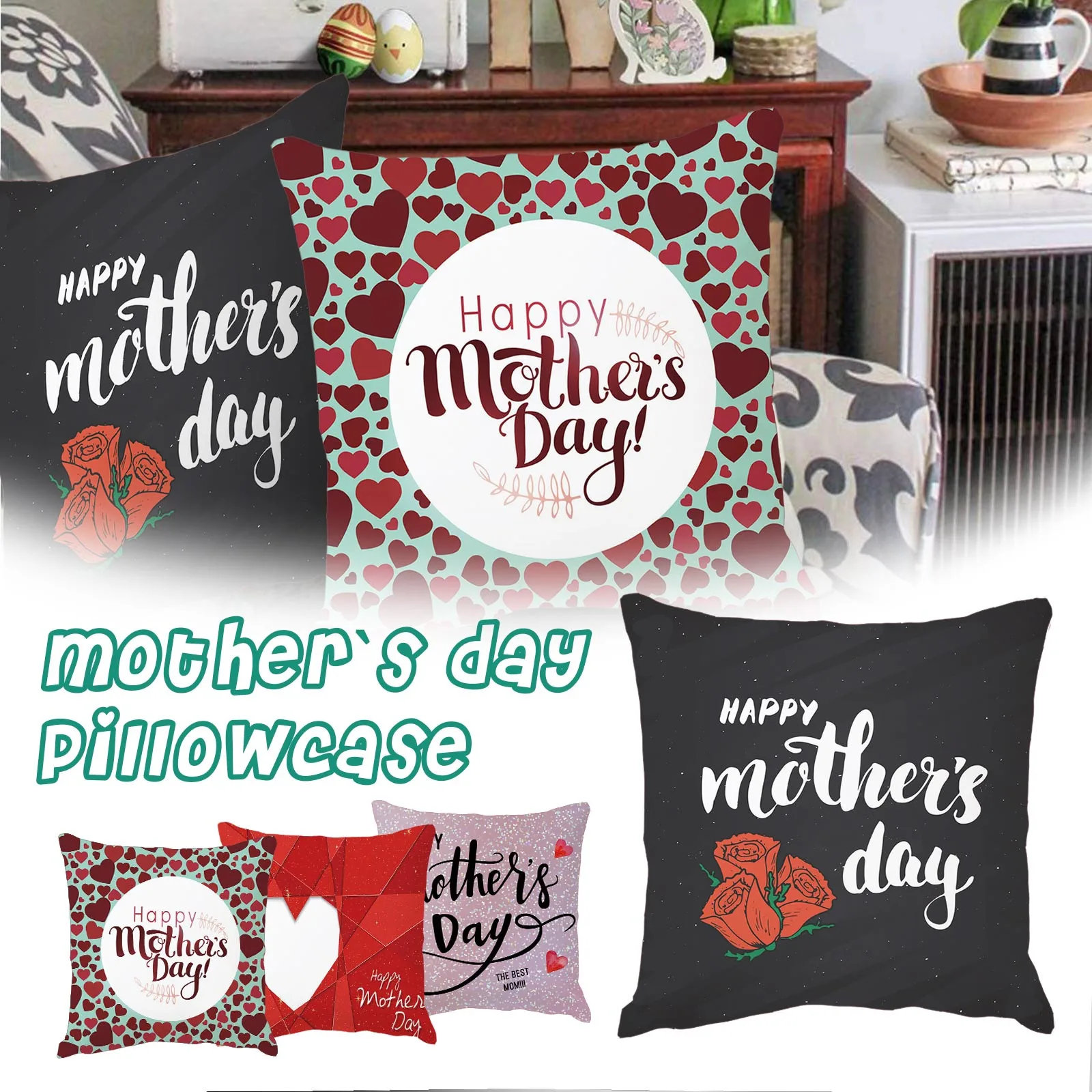 

Mother's Day Pillow Case Throw Cushion Cover Home Decorative Pillow Cover Sofa Throw Pillow Room Pillow Cover Home Decor 45X45cm