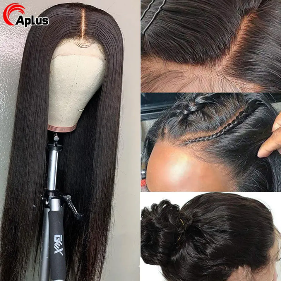 30 дюймов длинные прямые человеческие волосы парик 180 Плотность 13x4 фронтальная